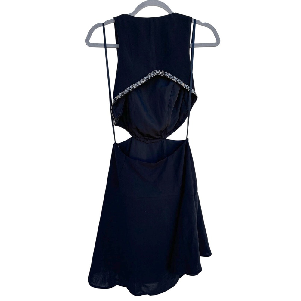 NBD Black Cutout Beaded Mini Dress Sleeveless Fit & Flare Size S NWT - Picture 2 of 10
